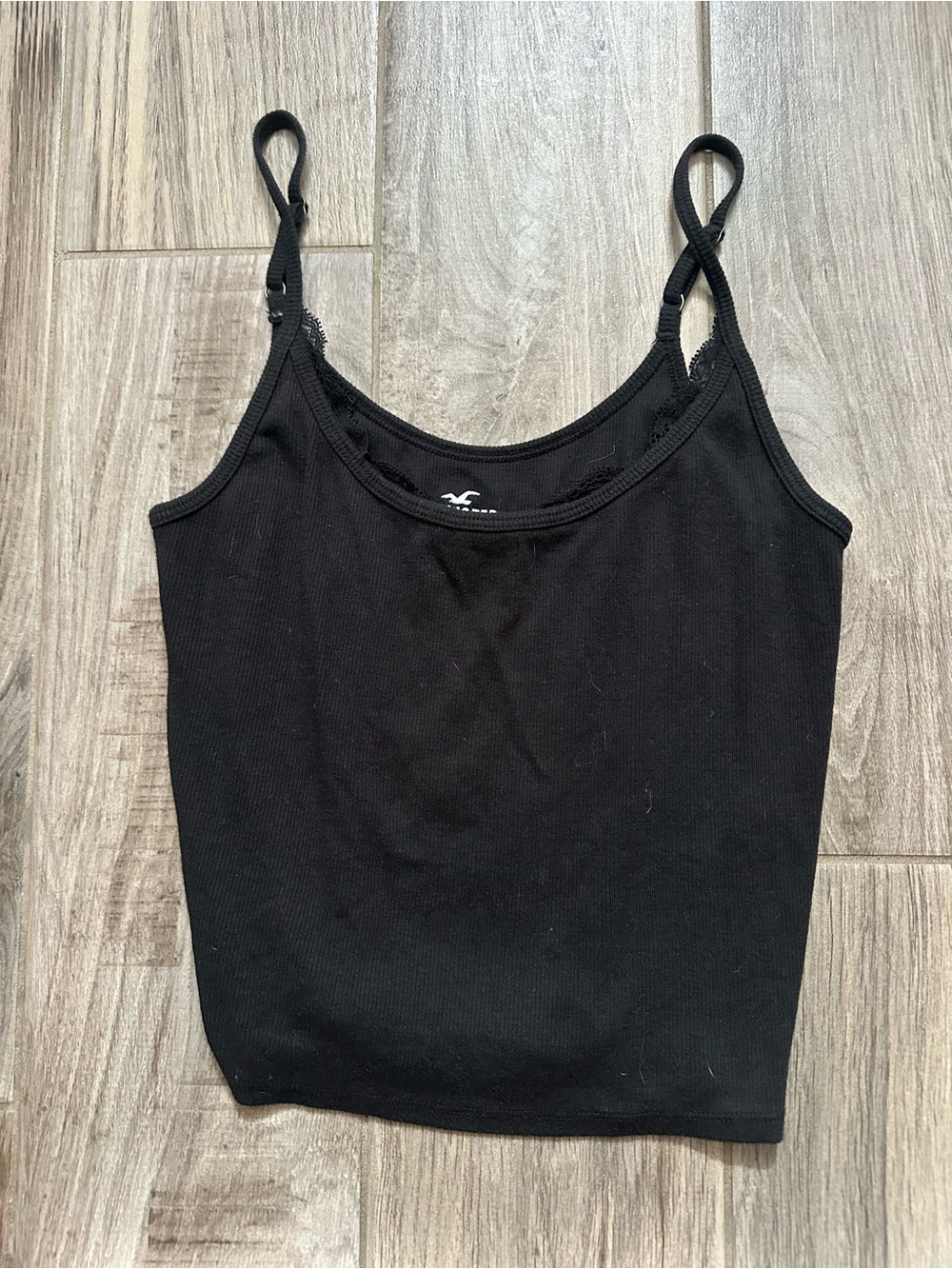 Hollister Black Ribbed Spaghetti Strap Cami